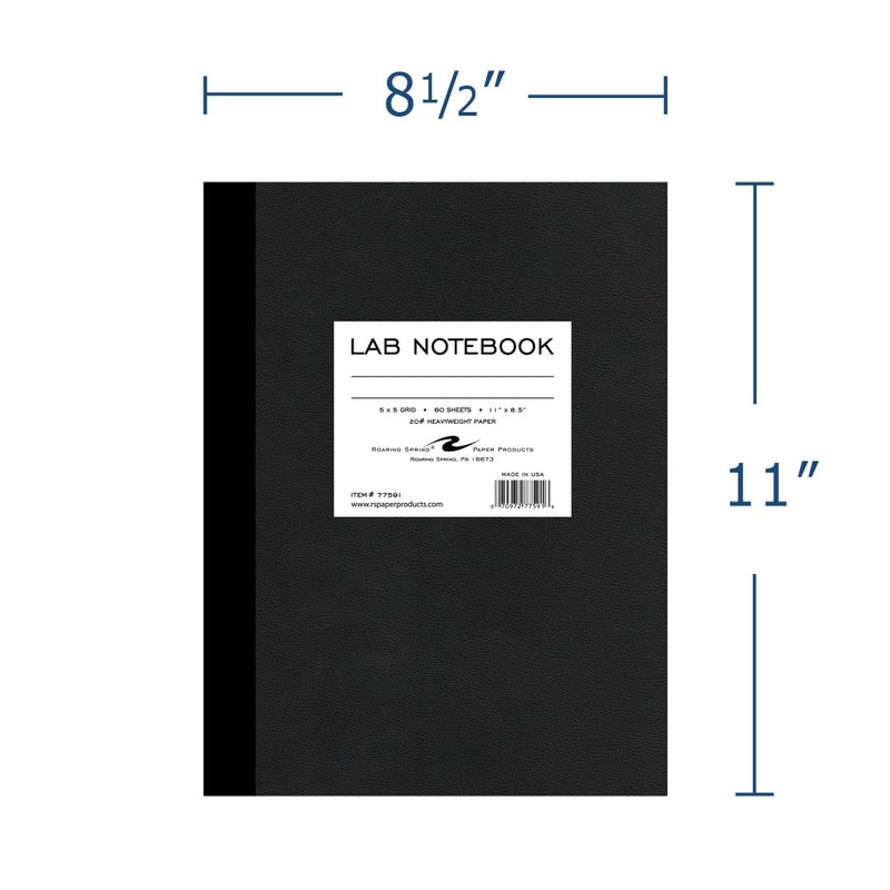 ROARING SPRING Lab Notebook, 120 Pages, 11" x 8.5", 5x5 Grid Ruled White Paper, Single Copy, Made In USA - Image 2
